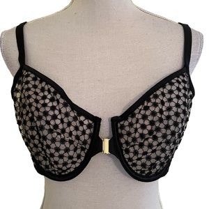 Victoria's Secret Black "Starburst" Front Hook Sheer Demi Bra 36B